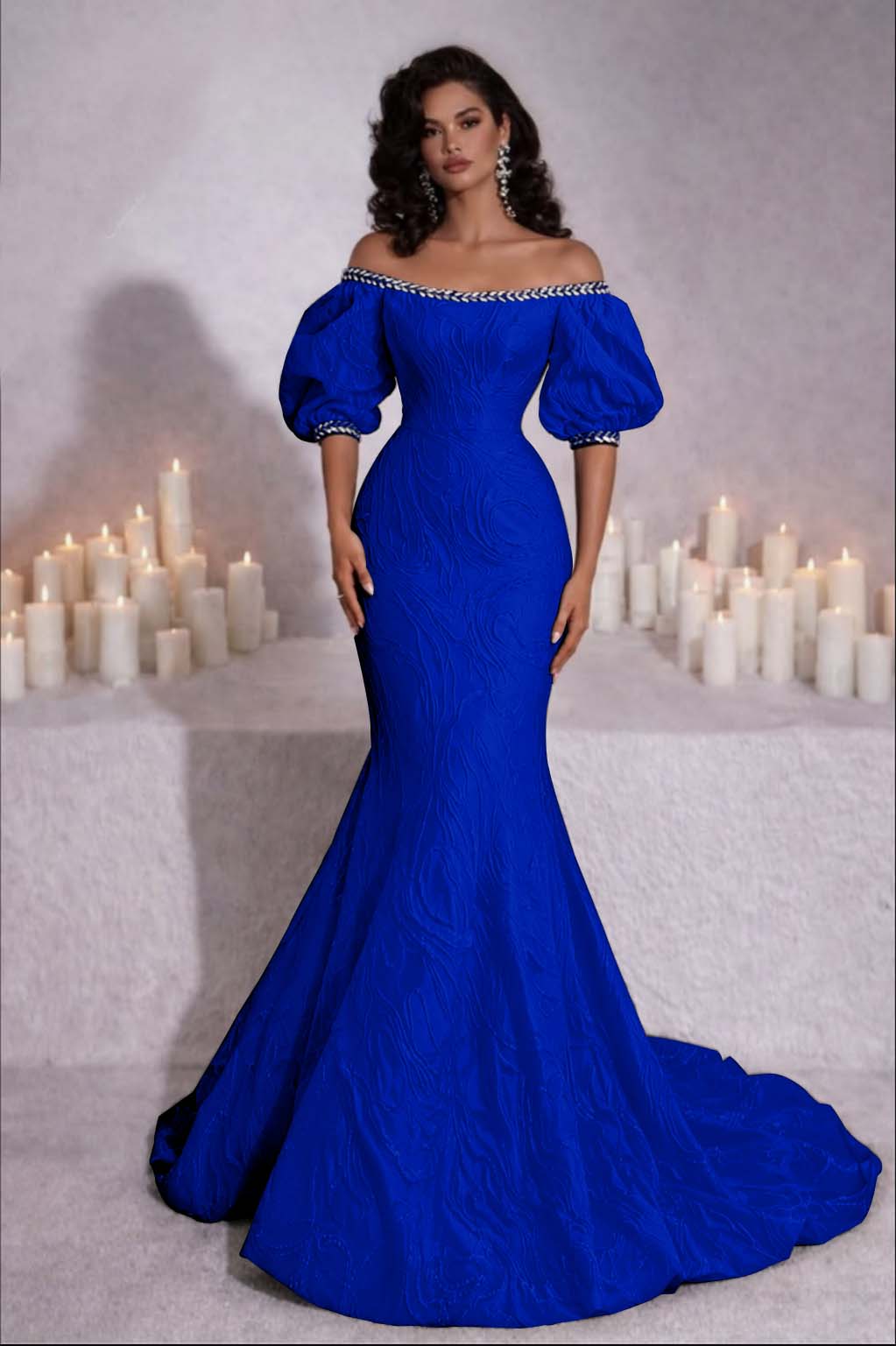 Stunning Black Strapless Off the Shoulder Bubble Sleeves Sweep Prom Dress