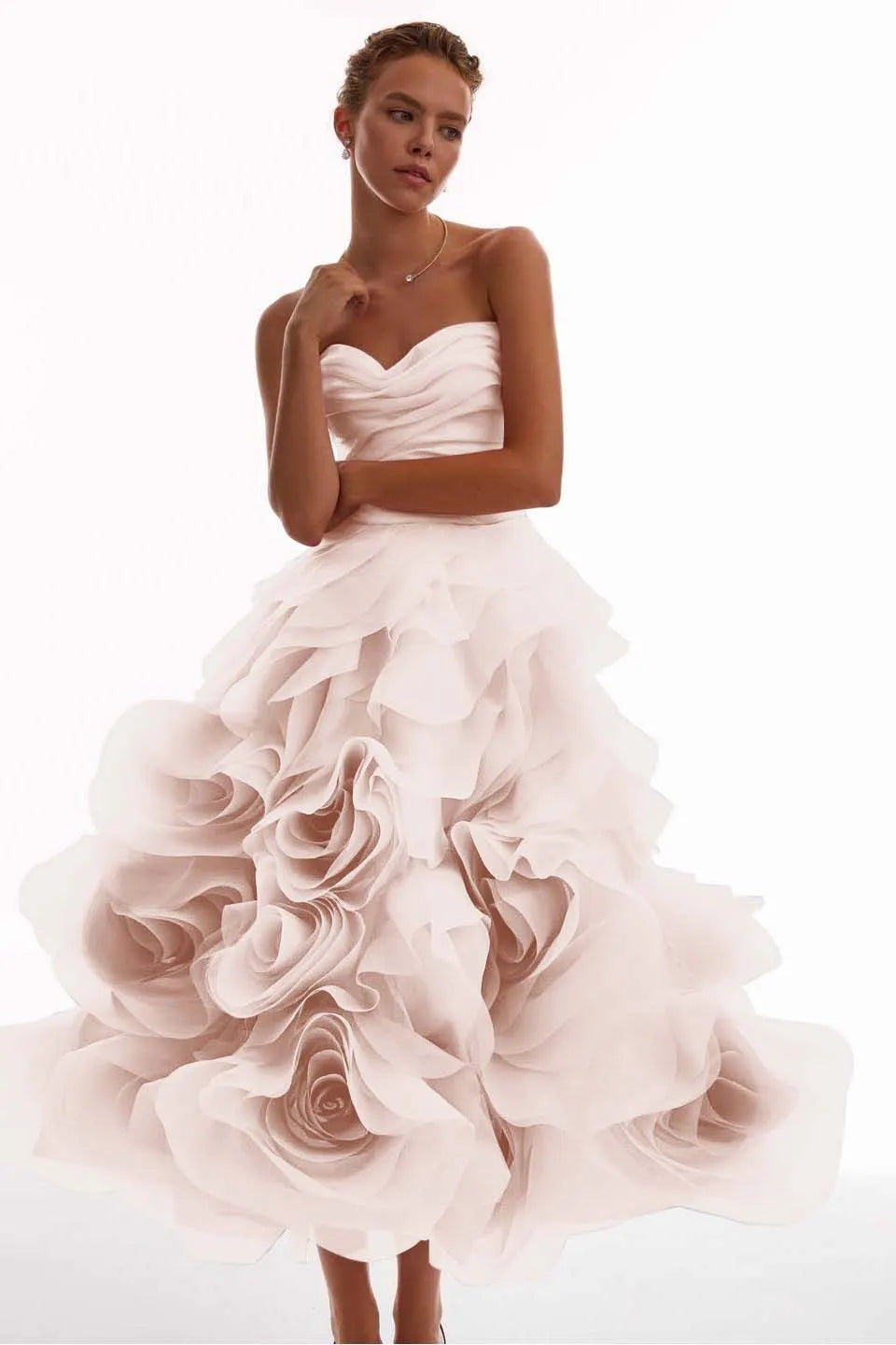 Glamorous Pink Sweetheart Floral Sleeveless Pleated Prom Dress