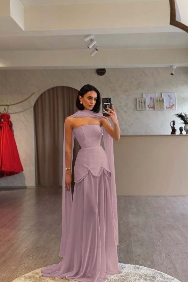 Glamorous White Satin Strapless Sleeveless Long Pleated Prom Dress with Beadings