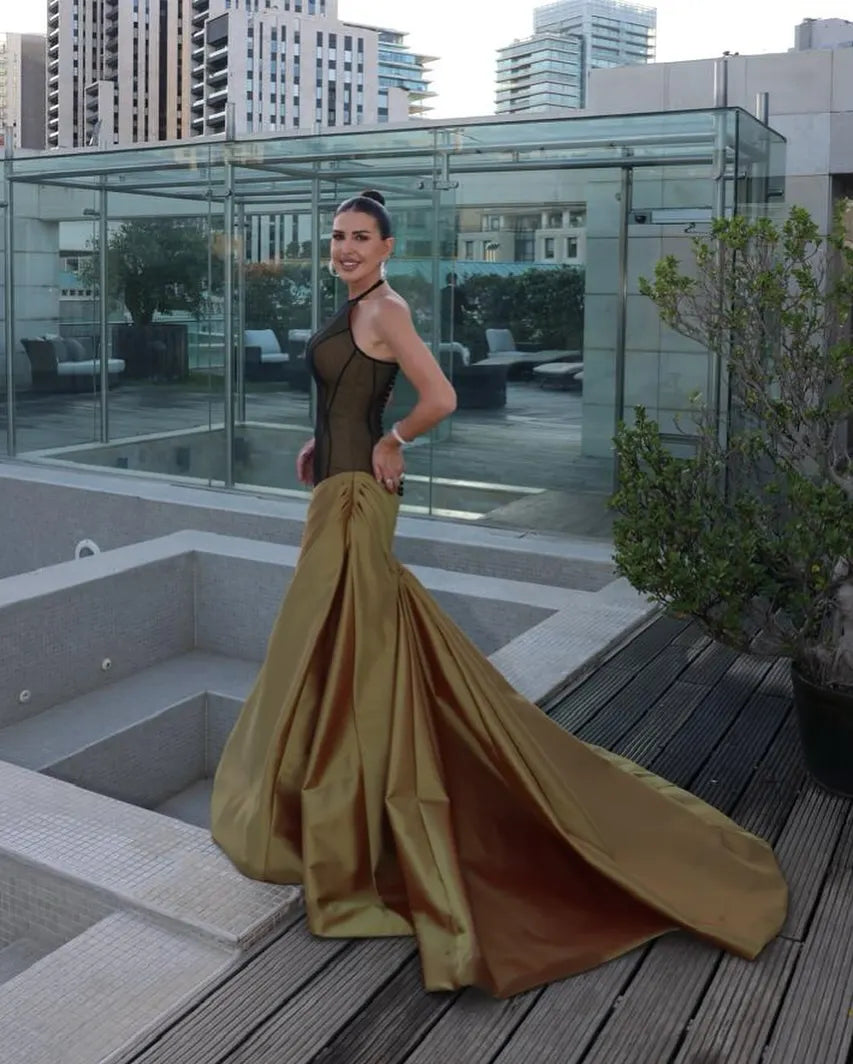 Charming Halter Sleeveless Pleated Mermaid Long Prom Dress