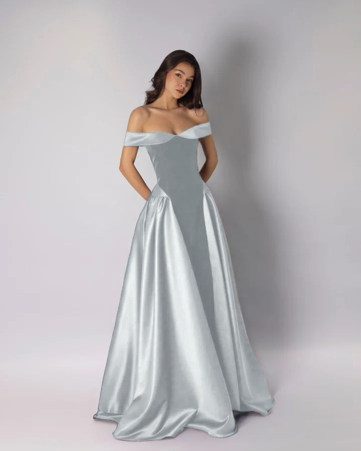 Charming Classic A-Line Off-The-Shoulder Dark Purple Pleated Prom Dress with Sleeveless