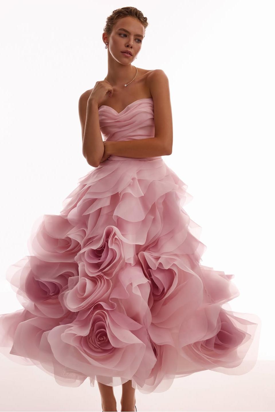 Glamorous Pink Sweetheart Floral Sleeveless Pleated Prom Dress