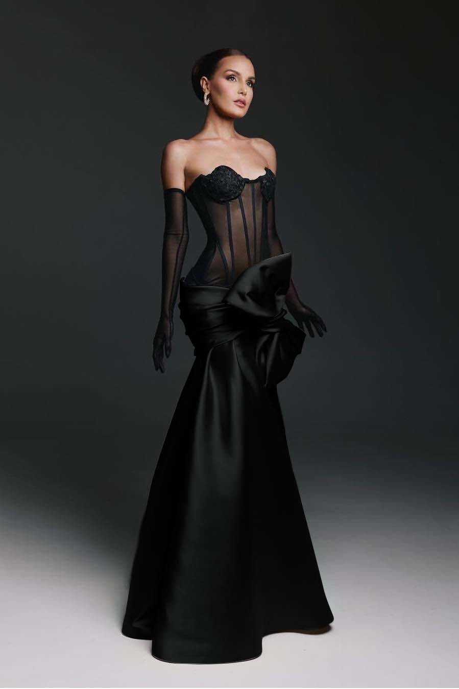 Stunning Sweetheart Sleeveless Mermaid Bow Prom Dress with Gloves